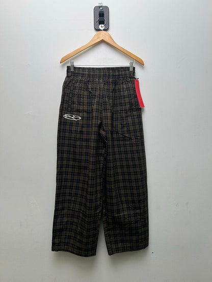 New Boredom Kills Black Brown Plaid Track Pants sz.XL