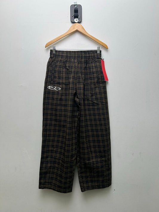 New Boredom Kills Black Brown Plaid Track Pants sz.XL