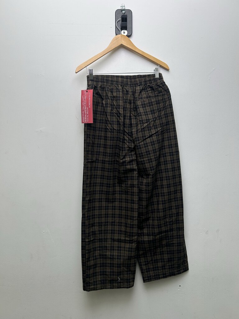 New Boredom Kills Black Brown Plaid Track Pants sz.XL
