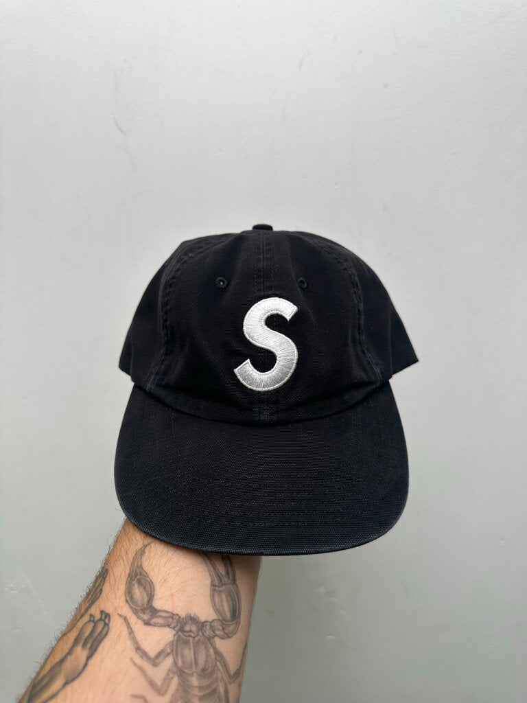 New Supreme S Logo Washed Black Hat