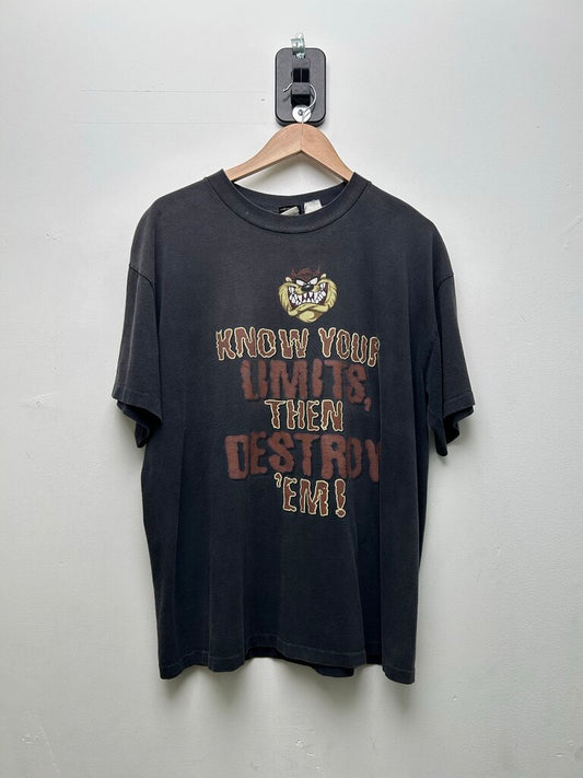 Vintage Taz Know Your Limits Black Tee Sz.XL