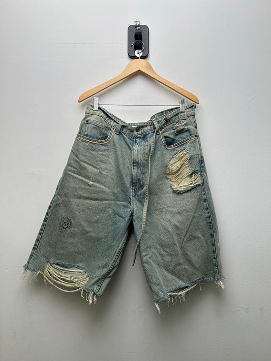 New Paly Light Wash Denim Cut Off Good Times Shorts Sz.36