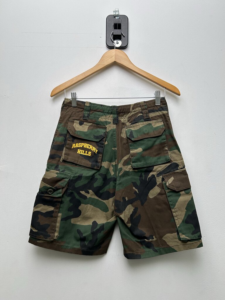 New Gv Gallery Camo Yellow Spellout Shorts Sz.Large