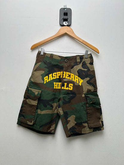 New Gv Gallery Camo Yellow Spellout Shorts Sz.Large