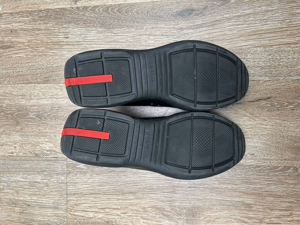 Preowned Prada Cups Black On Black Leather Sz.8.5/10M