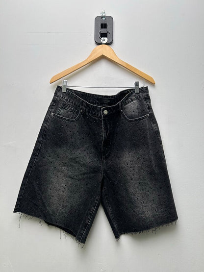 Preowned HMDD Black Rhinestone Jorts Size Large