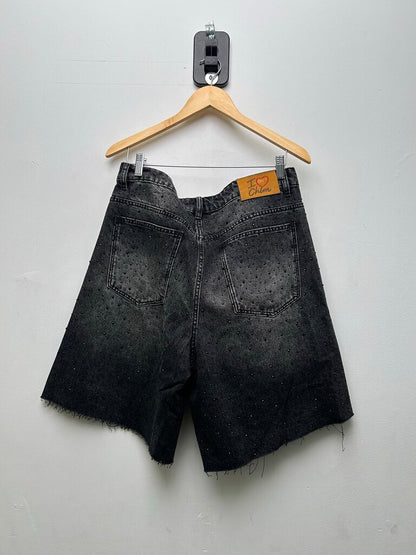 Preowned HMDD Black Rhinestone Jorts Size Large