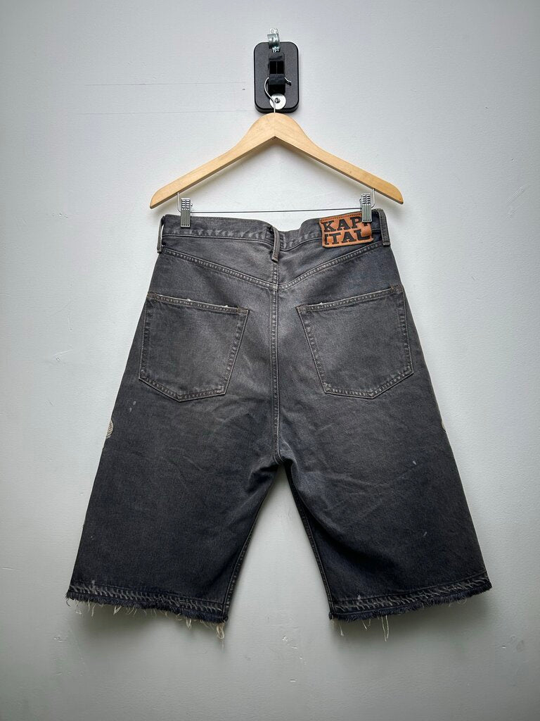 Preowned Kapital Black Washed Bone Shorts Sz.32