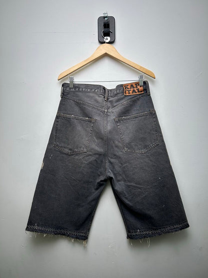 Preowned Kapital Black Washed Bone Shorts Sz.32