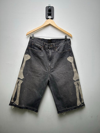 Preowned Kapital Black Washed Bone Shorts Sz.32