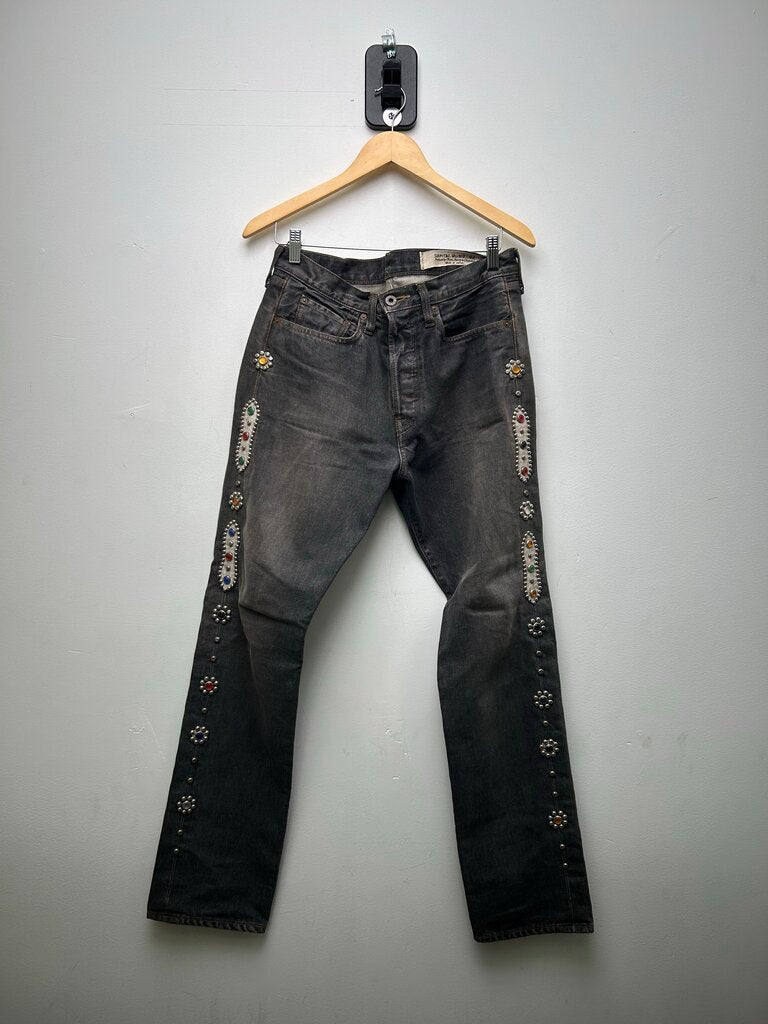 Preowned Kapital Black Washed Jewl Denim Sz.32