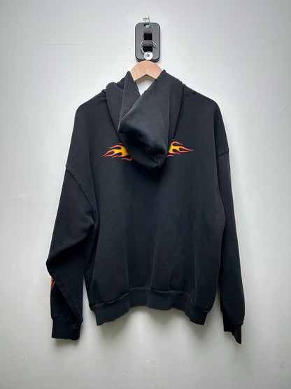Preowned Balenciaga Black Flame Zip Up Sz.Medium