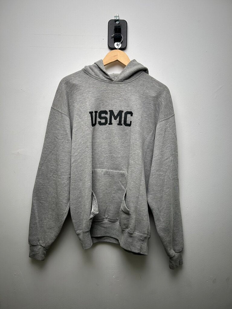 Vintage USMC Grey Black Logo Hoodie Sz.Large