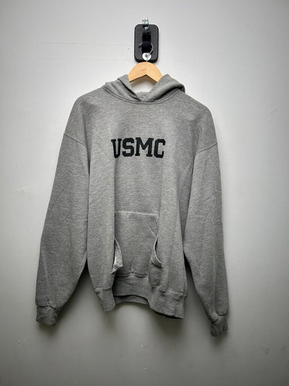 Vintage USMC Grey Black Logo Hoodie Sz.Large