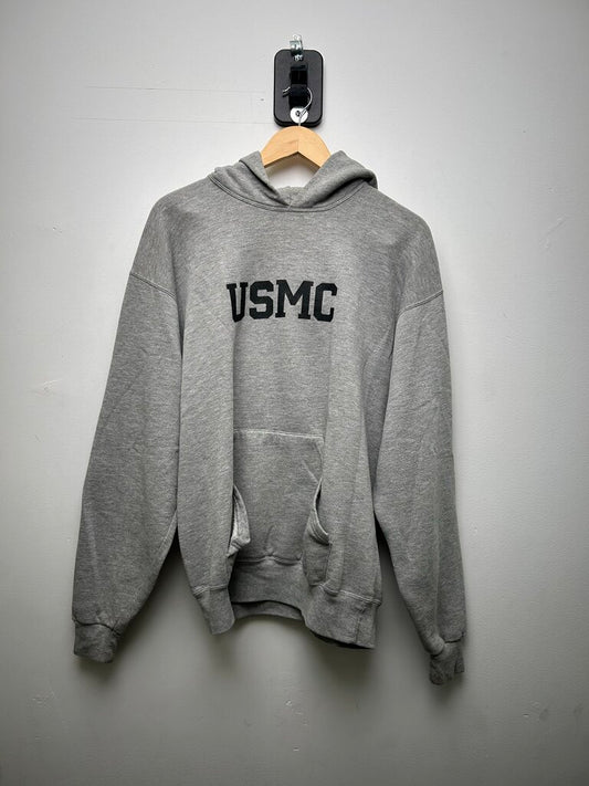 Vintage USMC Grey Black Logo Hoodie Sz.Large