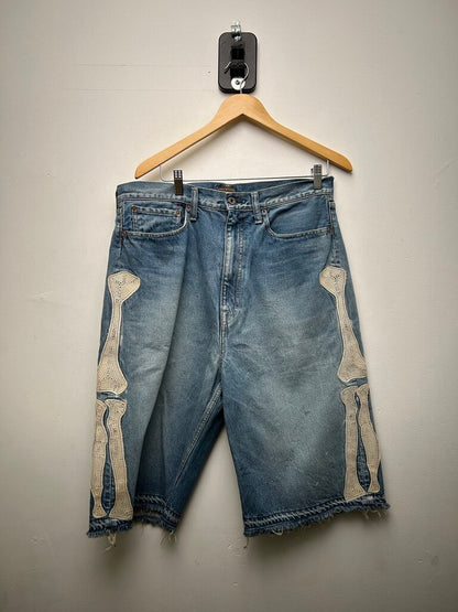 New Kapital Lightwash Bone Shorts Size 36