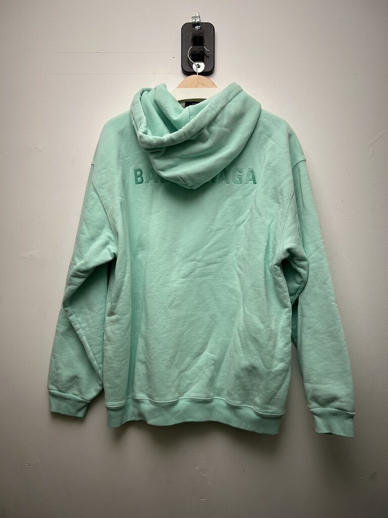 Preowned Balenciaga Mint Small Logo Hoodie Size Medium