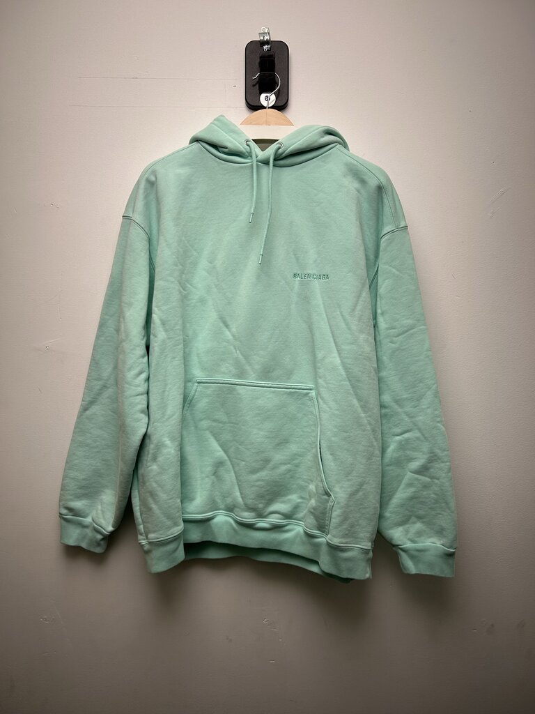 Preowned Balenciaga Mint Small Logo Hoodie Size Medium