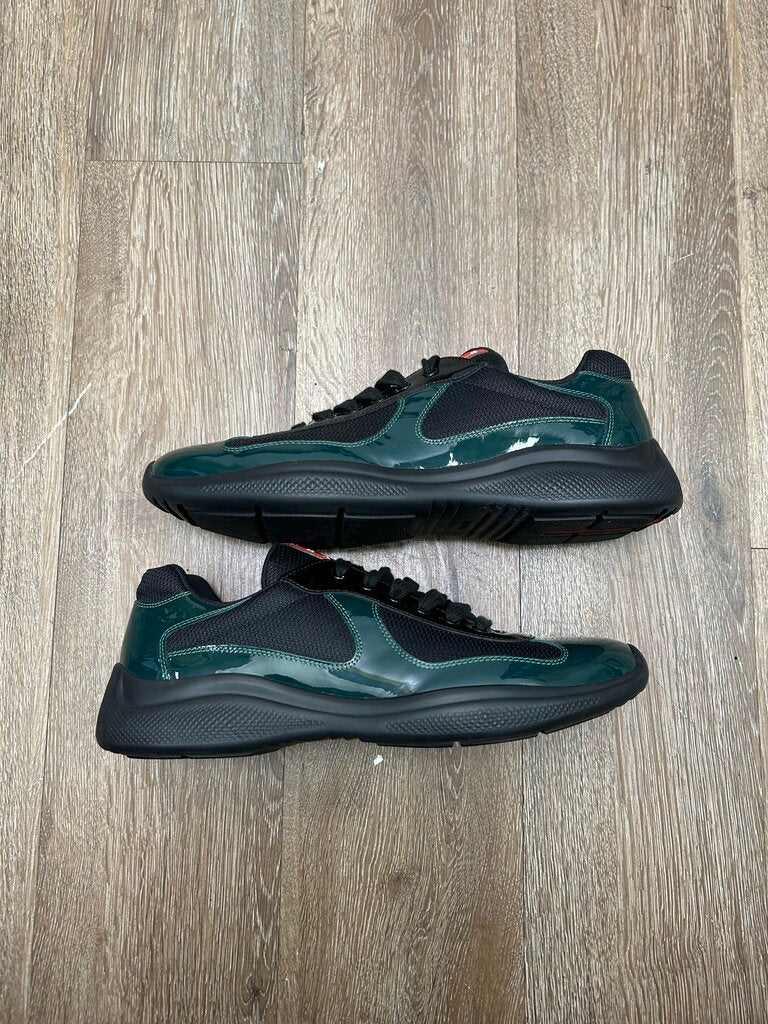Preowned Prada Americas Cups Green Black Size 10.5 (12M) (No Box)