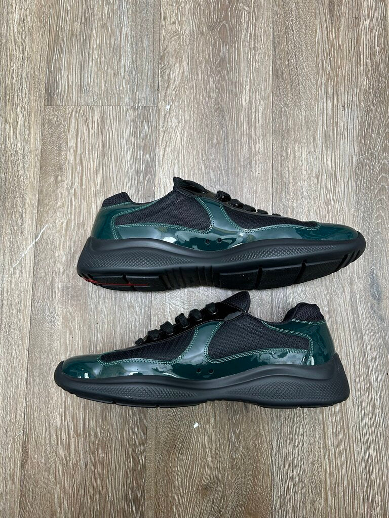 Preowned Prada Americas Cups Green Black Size 10.5 (12M) (No Box)