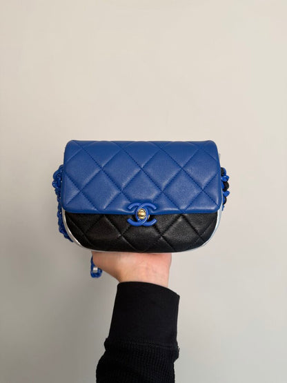 20232 Chanel Color Burst Blue Black Crossbody Bag