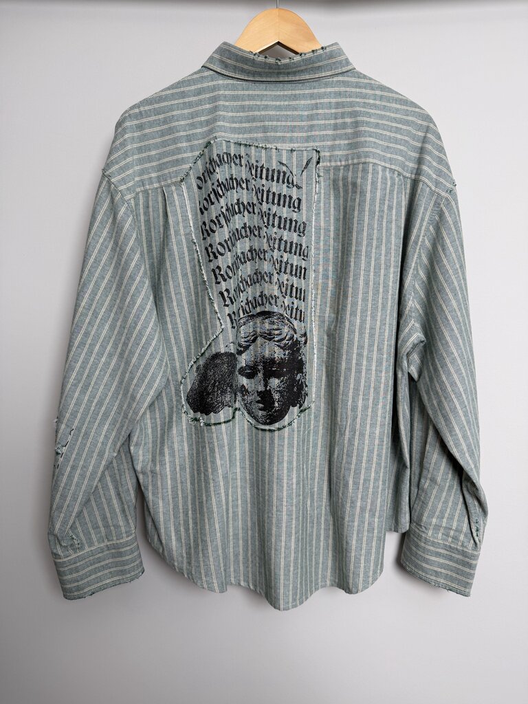 ERD Pinstripe Teal Button Up Sz. XL