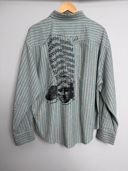 ERD Pinstripe Teal Button Up Sz. XL