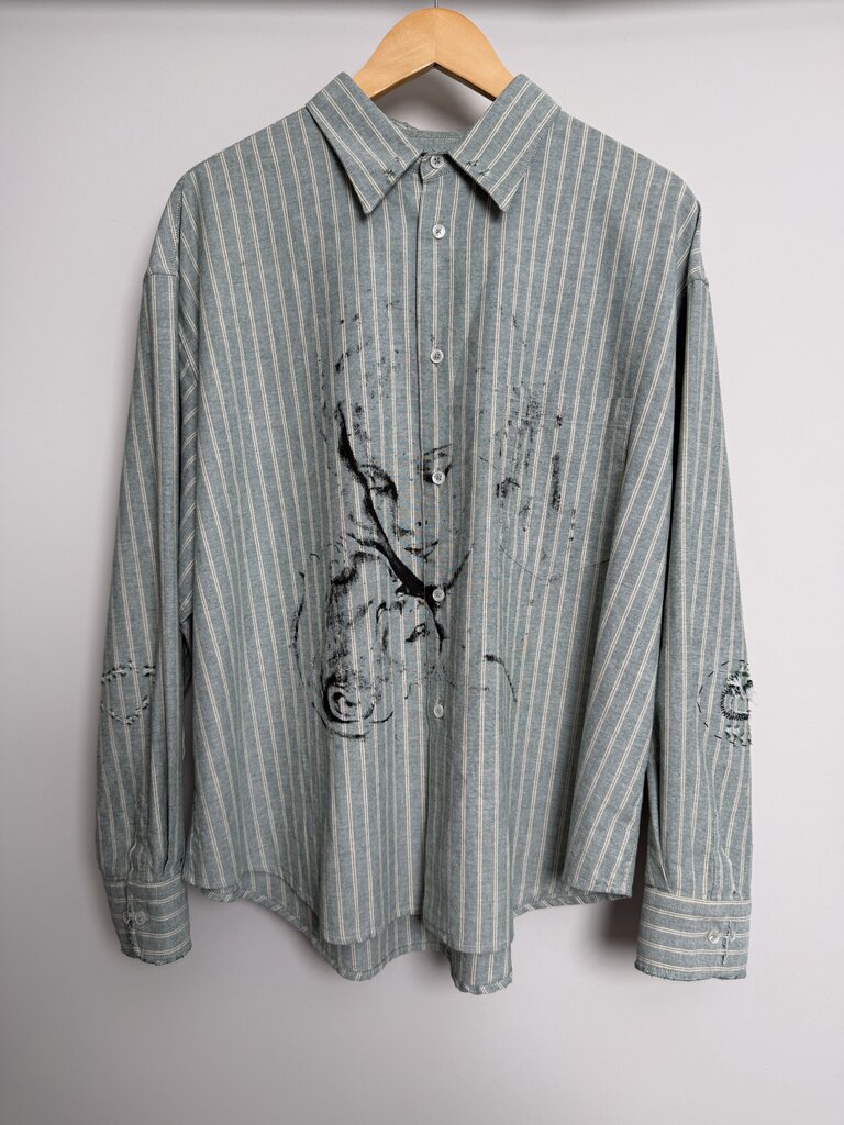 ERD Pinstripe Teal Button Up Sz. XL