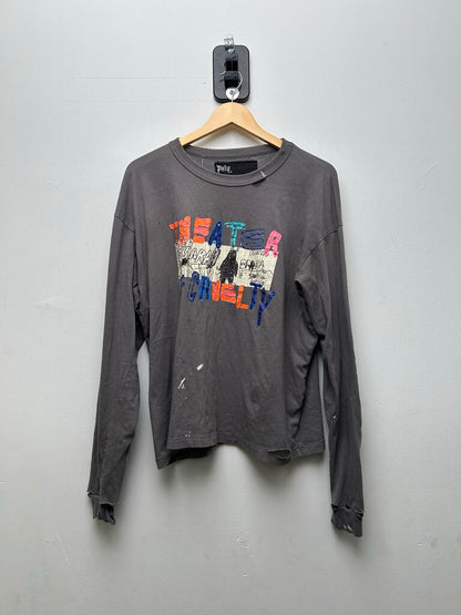 Preowned Paly Cruelty Long Sleeve Tee Grey Sz. M