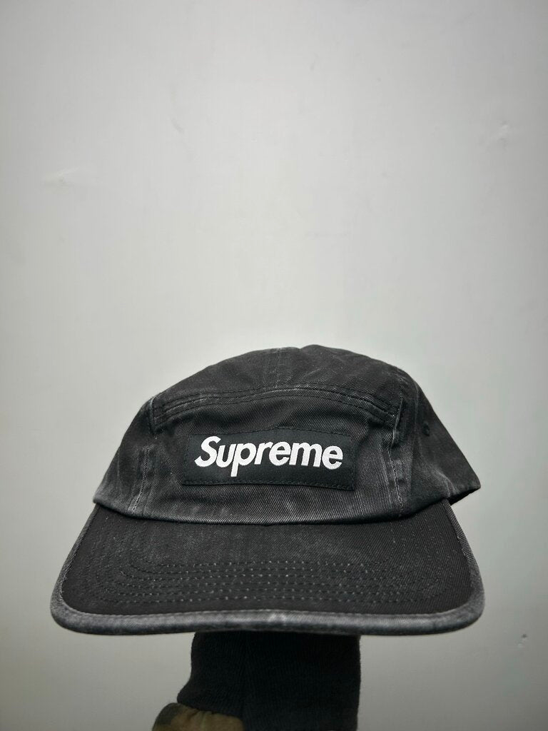 New Supreme Washed Chino Twill Black Camp Cap Sz.OS