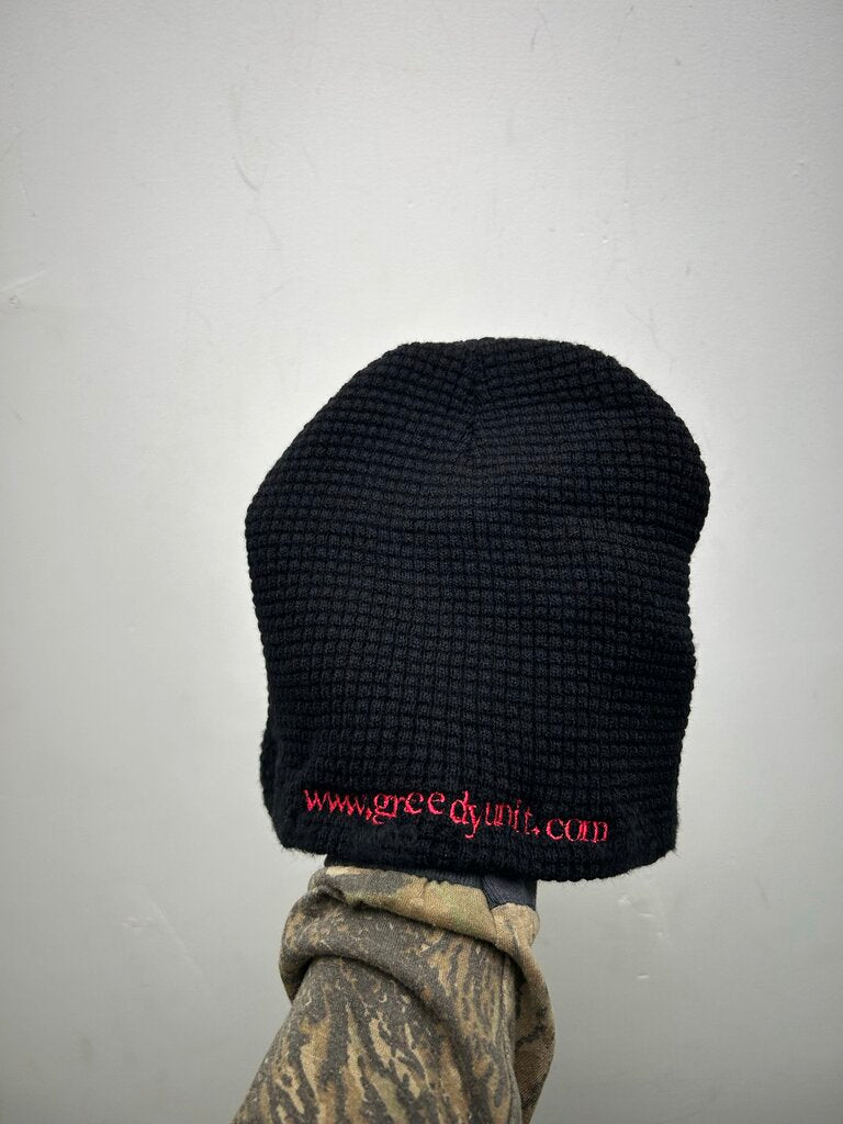 New Greedy Unit Black Distressed Website Beanie