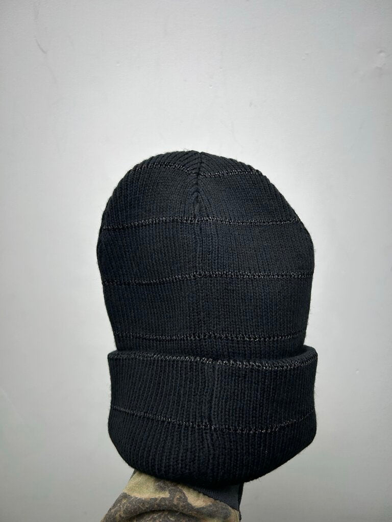 New Supreme Silver Leather Patch Black Beanie