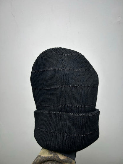 New Supreme Silver Leather Patch Black Beanie