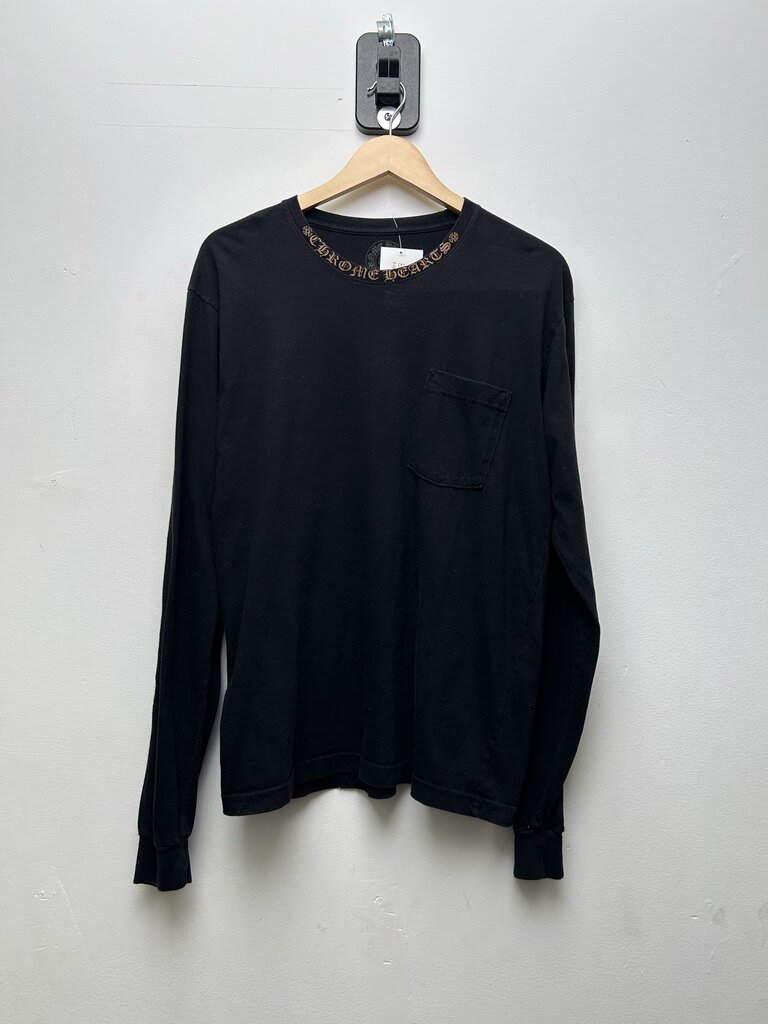 Preowned Chrome Hearts Brown Neck Arm Logo Black Longsleeve sz.L