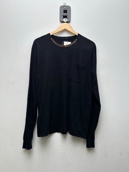 Preowned Chrome Hearts Brown Neck Arm Logo Black Longsleeve sz.L