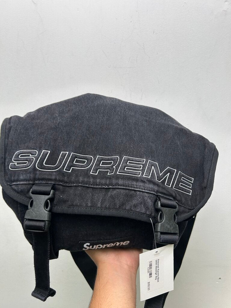 Preowned Supreme Black Denim Messenger Bag
