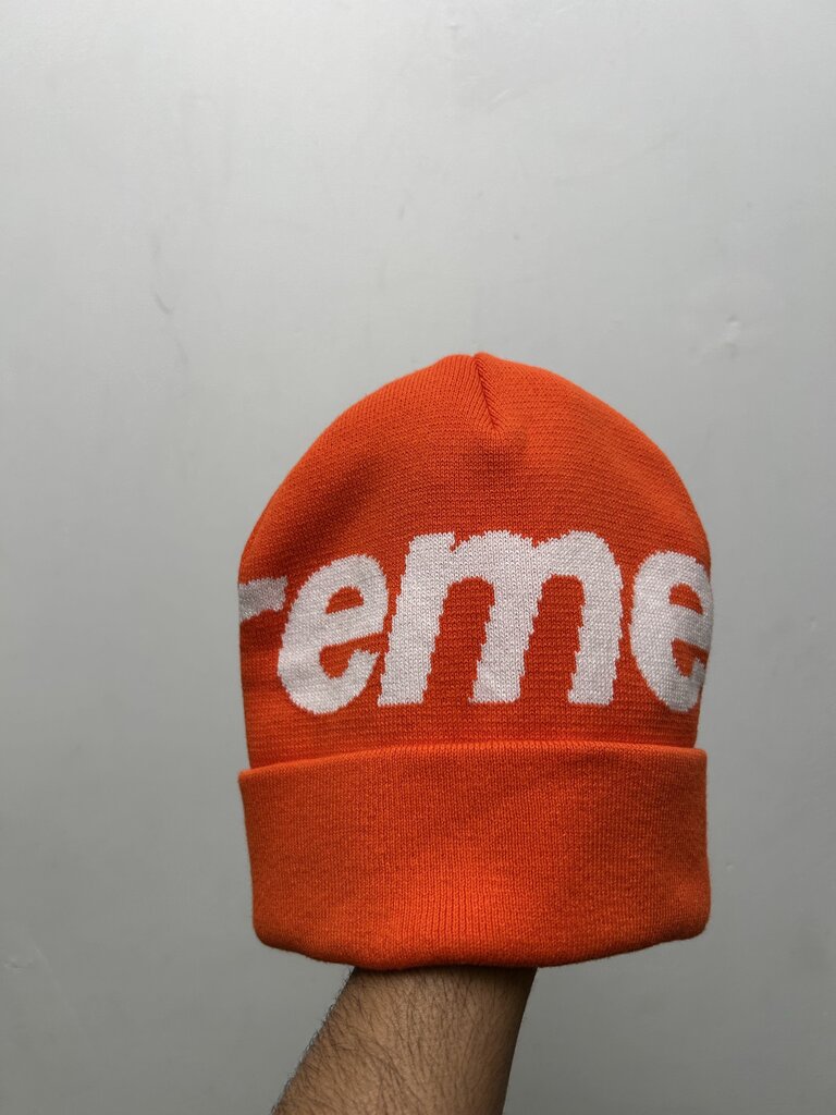 Preowned Supreme Orange Spellout Beanie