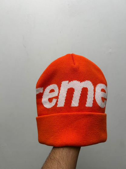 Preowned Supreme Orange Spellout Beanie