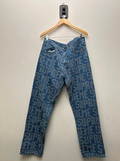 Preowned Supreme AOP Distressed Blue Denim sz.36 sz.36