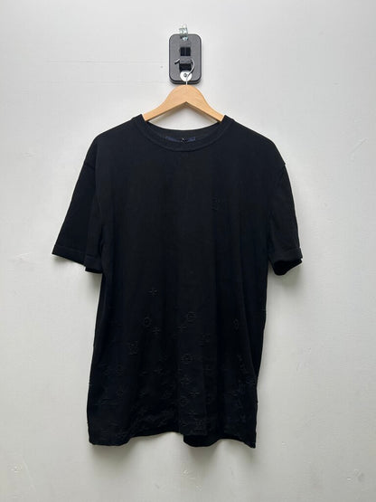 Preowned Louis Vuitton Black Printed Signature Jacquard Tee Size Large