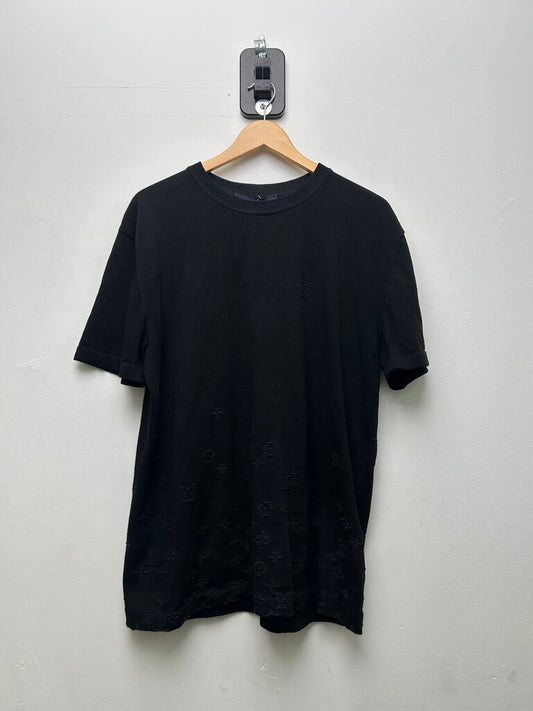 Preowned Louis Vuitton Black Printed Signature Jacquard Tee Size Large