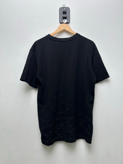 Preowned Louis Vuitton Black Printed Signature Jacquard Tee Size Large
