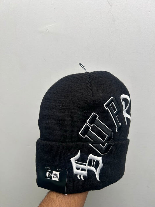 New Supreme White Arc Logo Black New Era Beanie