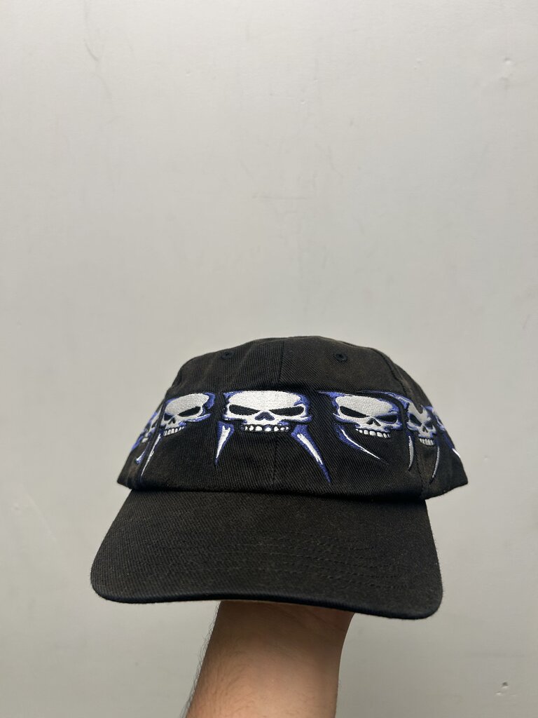 New Supreme 6 Panel Skull Spellout Black Hat