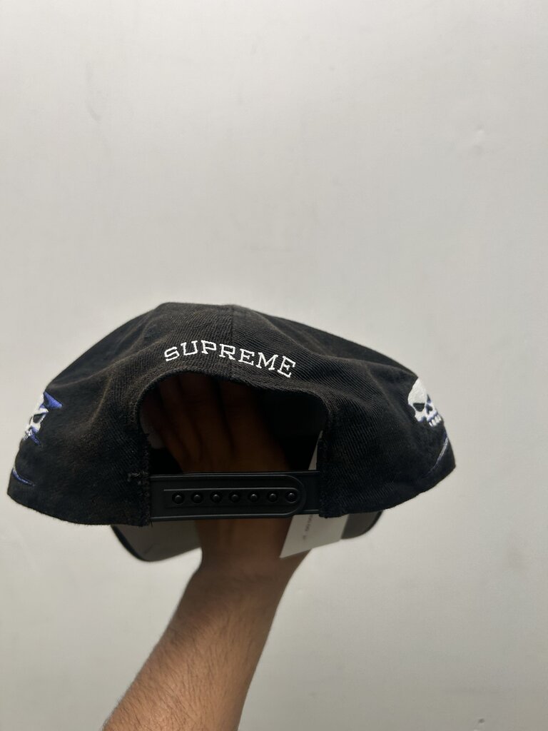 New Supreme 6 Panel Skull Spellout Black Hat