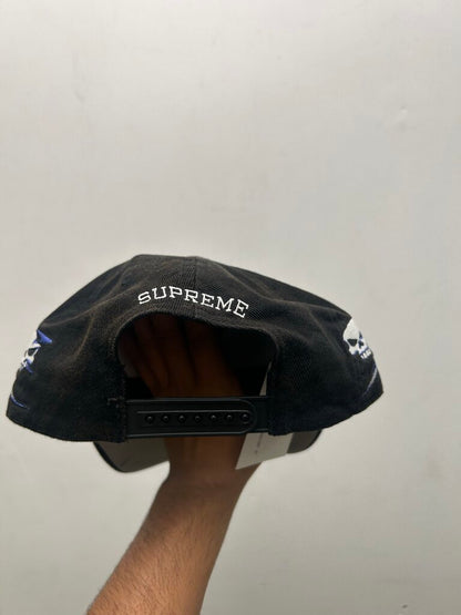 New Supreme 6 Panel Skull Spellout Black Hat