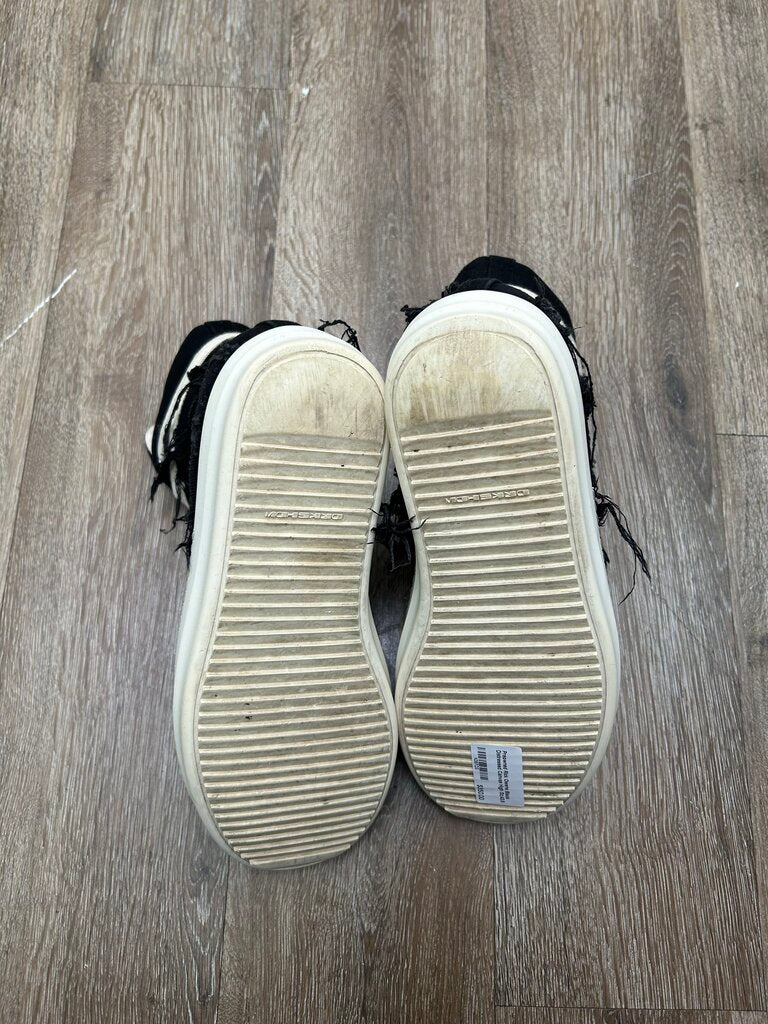 Preowned Rick Owens Black Distressed Canvas High Sz.42.5