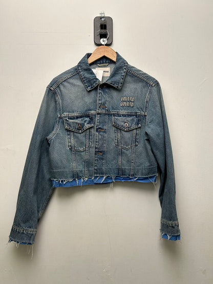 Preowned Miu Miu Cropped Denim Jacket