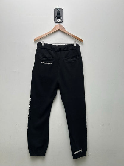 Preowned Chrome Hearts Black White Full Spellout Sweatpants Sz.XS
