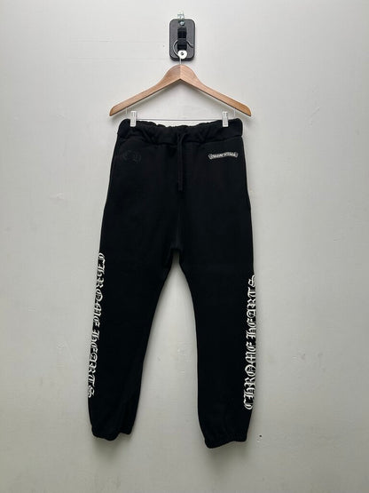 Preowned Chrome Hearts Black White Full Spellout Sweatpants Sz.XS